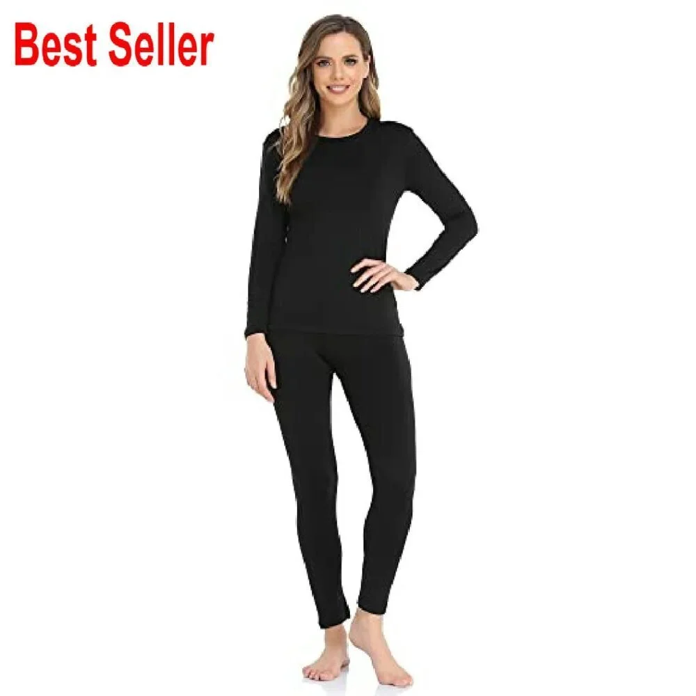 Fleece Lined Thermal Underwear Set Long Johns Base Layer Women's Winter